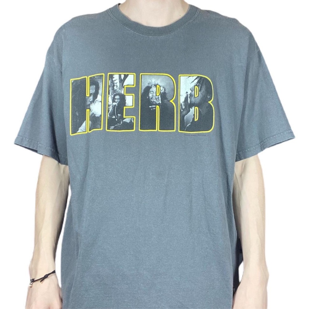 Y2K Zion Bob Marley Herb Front & Back Graphic T-shirt size L